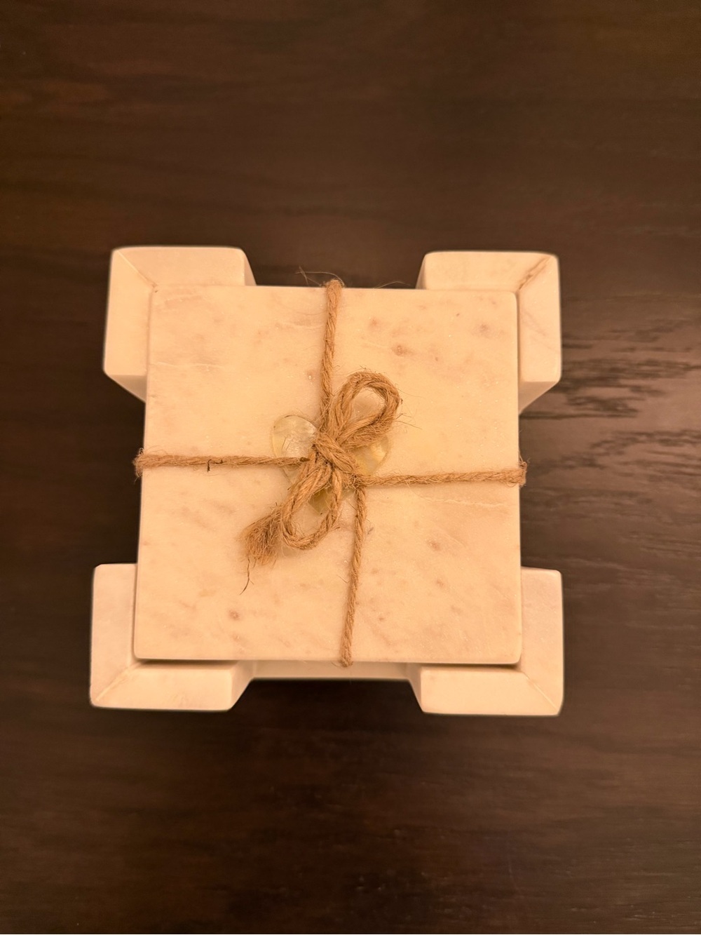 White Marble Coasters. Set of 4